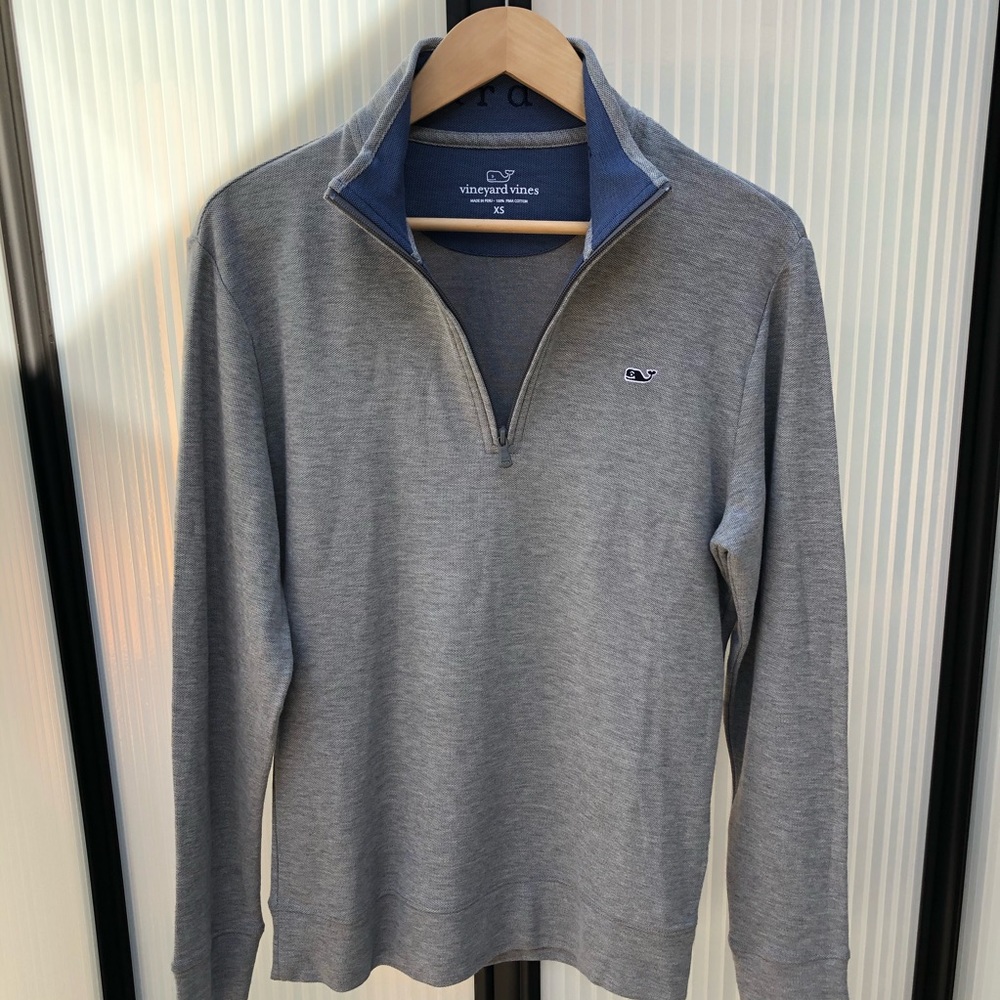 NWT Vineyard Vines Gray Jersey Quarter Zip Pullover